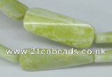CEJ58 15.5 inches 13*43mm twisted rectangle lemon jade beads wholesale