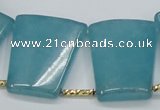 CEQ260 Top drilled 22*28mm trapezoid blue sponge quartz beads