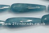 CEQ56 15.5 inches 12*40mm faceted teardrop blue sponge quartz beads