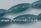 CEQ67 15.5 inches 10*30mm rice blue sponge quartz beads