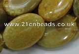 CFA49 15.5 inches 22*30mm oval yellow chrysanthemum agate beads