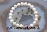 CFB1001 9mm - 10mm potato white freshwater pearl & lavender amethyst stretchy bracelet