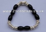 CFB111 Silver plated copper black crystal fashion stretchy bracelet