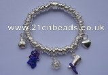 CFB128 Silver plated copper dangling charms fashion stretchy bracelet