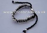 CFB130 Silver plated copper back braided rope adjustable bracelet