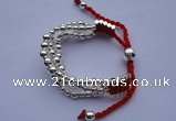 CFB132 Silver plated copper covered red braided rope adjustable bracelet