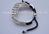 CFB133 Silver plated copper covered red braided rope adjustable bracelet