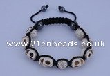 CFB548 10*12mm skull turquoise with rhinestone beads adjustable bracelet