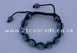 CFB557 10mm round rhinestone with hematite beads adjustable bracelet