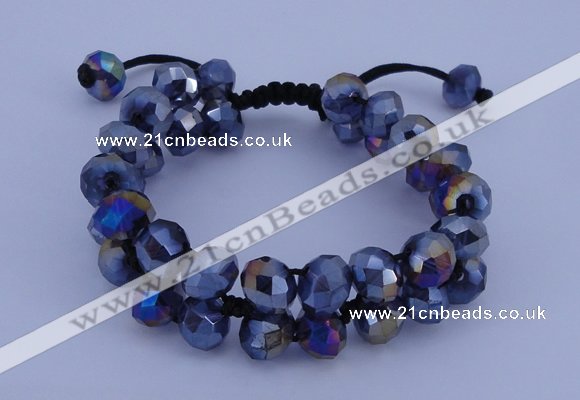 CFB586 8*10mm faceted rondelle crystal beads adjustable bracelet
