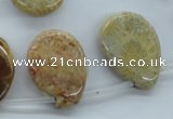 CFC117 Top-drilled 18*25mm flat teardrop fossil coral beads wholesale