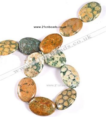 CFC21 15.5 inches 22*30mm oval fossil coral  beads Wholesale