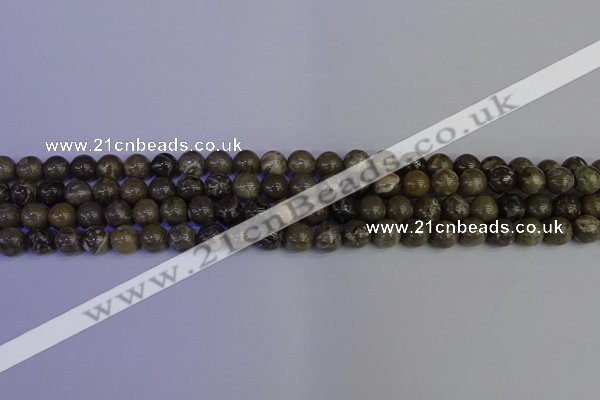 CFC211 15.5 inches 6mm round grey fossil coral beads wholesale