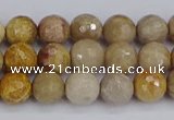CFC229 15.5 inches 6mm faceted round fossil coral beads