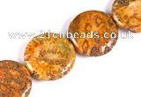 CFC25 20mm coin 15.5 inches fossil coral  beads Wholesale