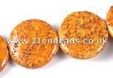 CFC26 25mm coin 15.5 inches fossil coral  beads Wholesale