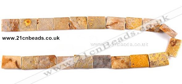 CFC27 15*20mm rectangle 15.5 inch fossil coral  beads Wholesale