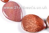 CFC37 15 inch 30*40mm flat teardrop fossil coral beads Wholesale