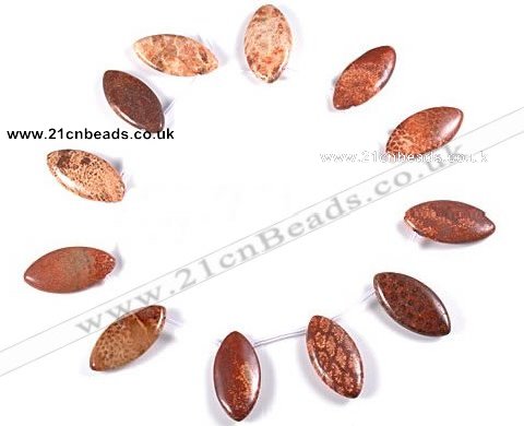 CFC46 16 inches 20*40mm rice shape fossil coral beads Wholesale