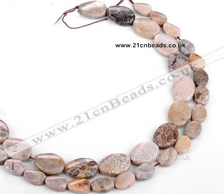 CFC52 15.5 inch twisted oval coral fossil jasper beads wholesale