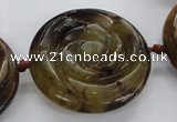 CFG1145 15.5 inches 45mm carved flower flower jade beads