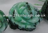 CFG1172 15.5 inches 35mm carved flower plated agate gemstone beads