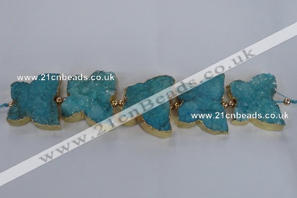 CFG1194 7.5 inches 40*45mm - 45*55mm butterfly druzy agate beads