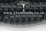 CFG1545 15.5 inches 10*30mm carved rice black agate beads