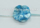 CFG18 15.5 inches 24mm carved flower blue crazy lace agate beads