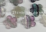 CFG660 15.5 inches 15mm carved flower fluorite gemstone beads