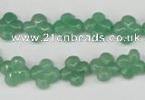 CFG74 15.5 inches 11*11mm carved flower green aventurine beads
