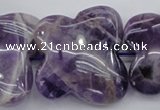 CFG916 15.5 inches 30*33mm carved butterfly dogtooth amethyst beads