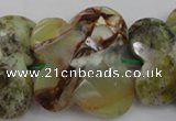 CFG939 30*33mm faceted & carved butterfly yellow & green opal beads