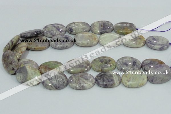 CFJ06 15.5 inches 22*30mm oval natural purple flower stone beads