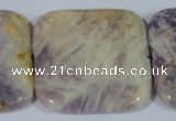 CFJ21 15.5 inches 40*40mm square natural purple flower stone beads