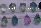 CFL709 Top-drilled 10*14mm faceted teardrop natural fluorite beads