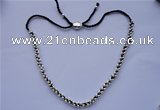 CFN03 Silver plated copper beads back braided rope adjustable necklaces