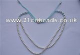 CFN06 Silver plated copper beads blue braided rope adjustable necklaces
