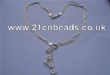 CFN200 Five strands silver plated copper ball-shaped dangle necklace