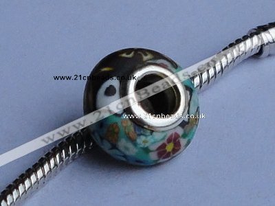 CFP26 20pcs 7*14mm roundel alloy core fimo polymer clay European beads
