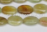 CFW126 15.5 inches 12*16mm flat oval flower jade gemstone beads