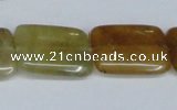 CFW151 15.5 inches 15*20mm rectangle flower jade gemstone beads