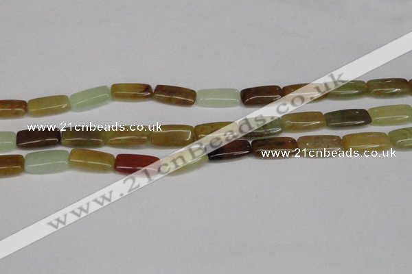 CFW154 15.5 inches 10*20mm rectangle flower jade gemstone beads