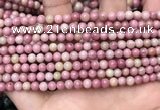 CFW44 15.5 inches 4mm round pink wooden jasper beads wholesale