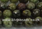 CGA149 15.5 inches 10mm faceted round natural green garnet beads