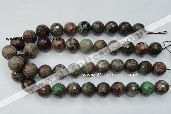 CGA316 15.5 inches 16mm faceted round red green garnet gemstone beads
