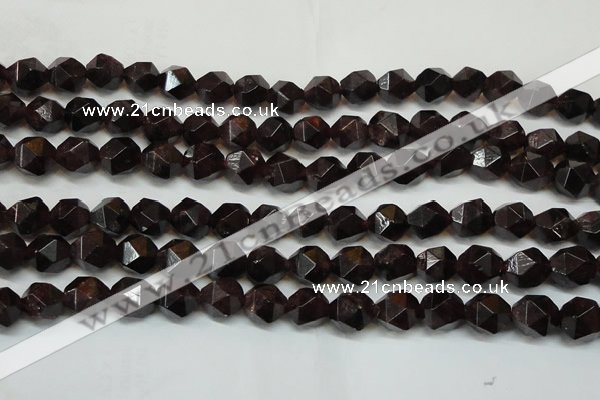 CGA453 15.5 inches 12mm faceted nuggets natural red garnet beads