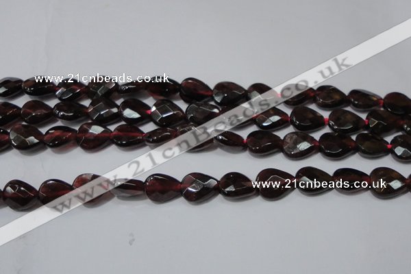 CGA484 15.5 inches 8*10mm faceted flat teardrop natural red garnet beads