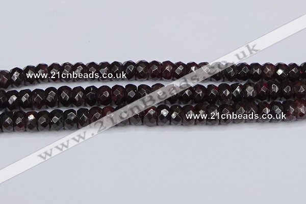 CGA680 15.5 inches 6*11mm faceted rondelle red garnet beads
