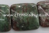CGA83 15.5 inches 30*30mm square red green garnet gemstone beads